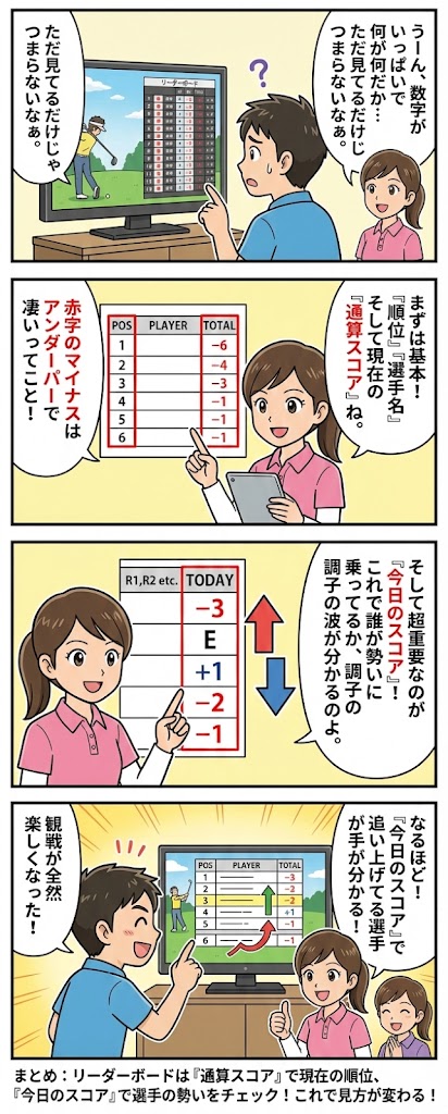 ゴルフ観戦がもっと楽しくなる！リーダーボードの見方