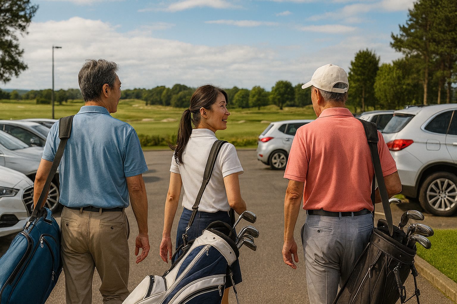 日本での19番ホール文化の変化： キャプション: 現代日本ゴルファーの帰路（文化変化を表現）