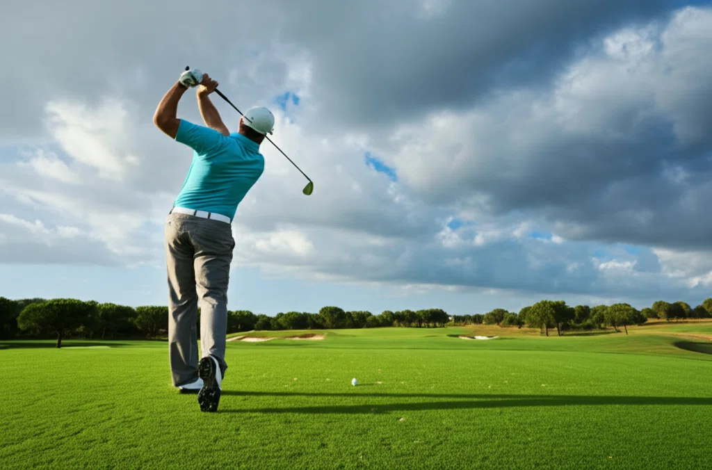 ゴルフコースでの予備球宣言の様子