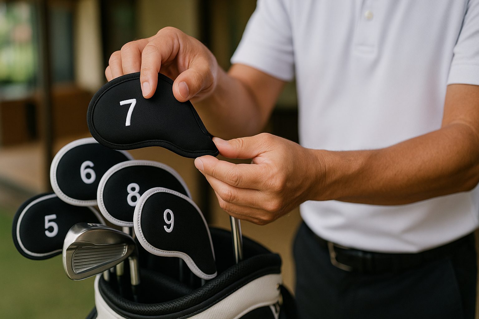 アイアンカバーを装着する様子を撮影した実写写真