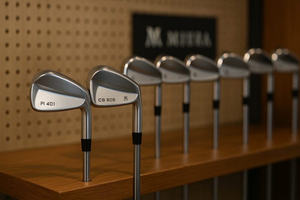 三浦技研のやさしいアイアンPI-401とCB-302の美しいヘッド形状を表現したプロ仕様の撮影画像