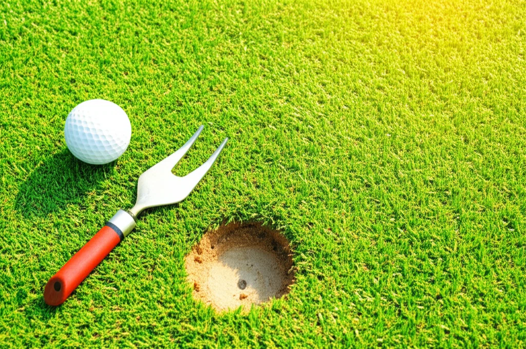 グリーン上のボールマークとリペアツール