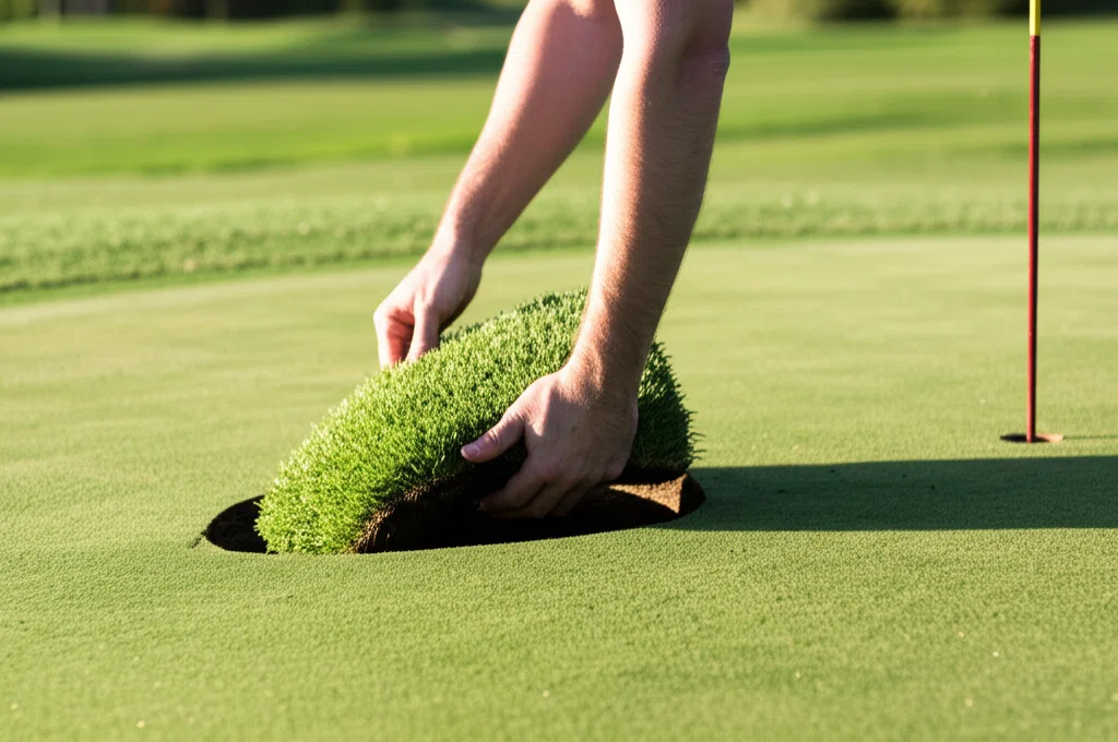 フェアウェイでのディボット修復