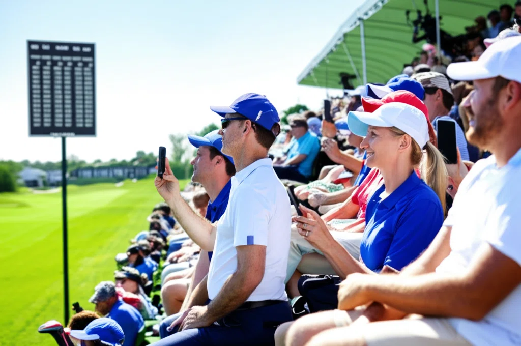 ゴルフファンが観戦している様子