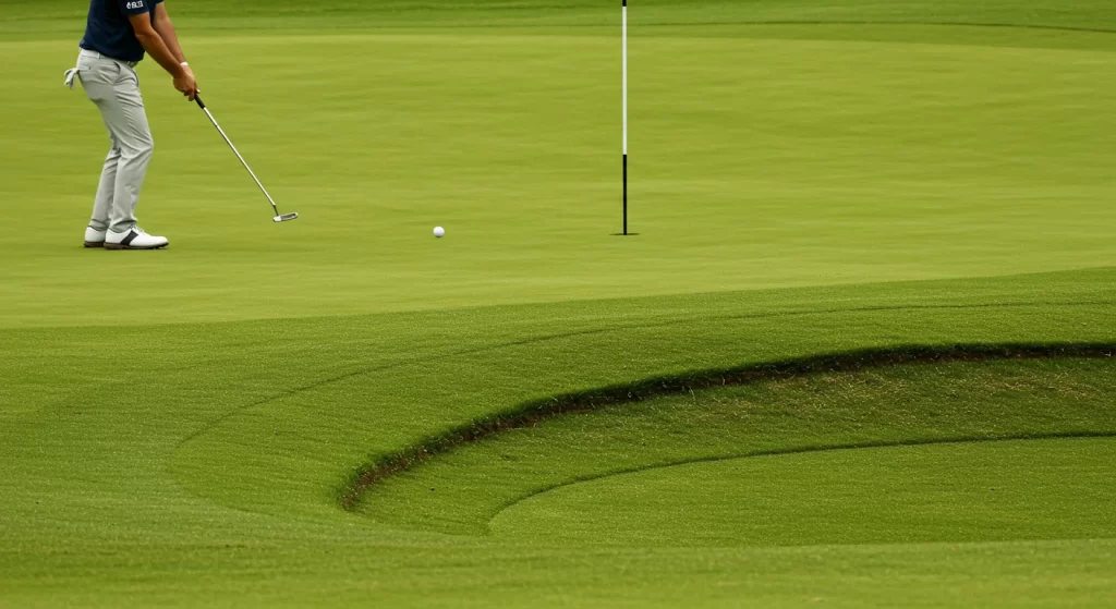 高麗グリーンでのランニングアプローチの様子