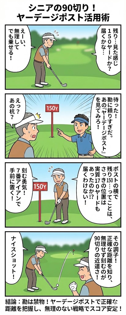 シニアゴルファー必見!飛距離が落ちても90を切る、ヤーデージポスト戦略の極意