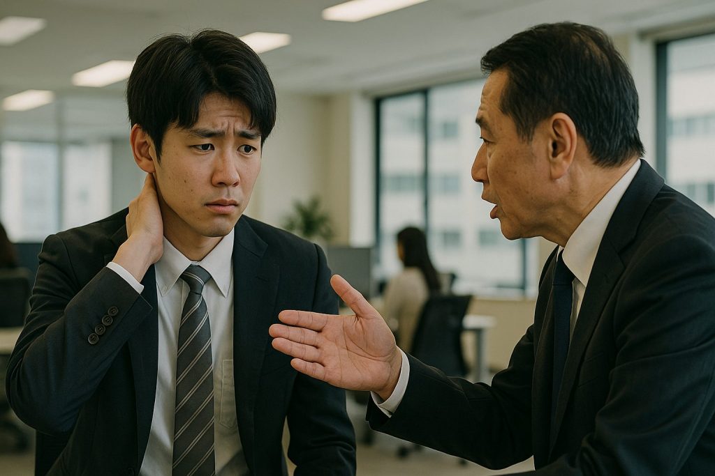 上司からのプレッシャーを感じる若手社員