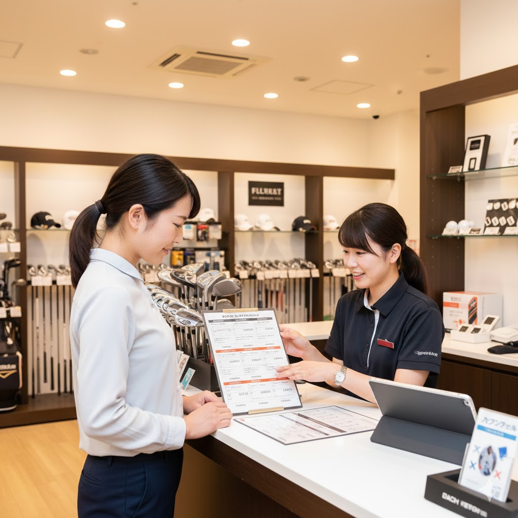 刻印料金表を確認する様子 