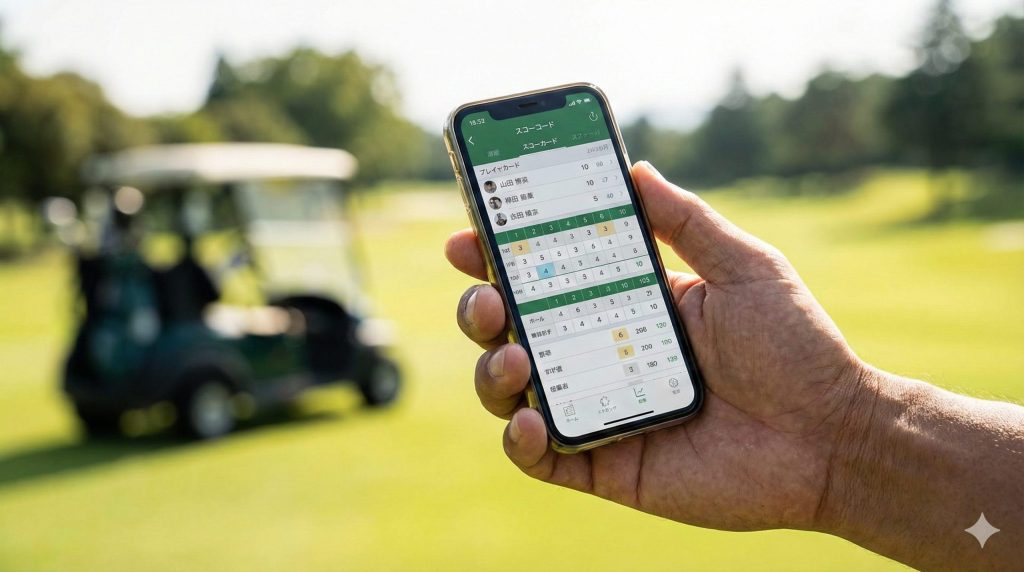ゴルフのスコア管理とオリンピック計算を簡単に入力できるスマホアプリ画面