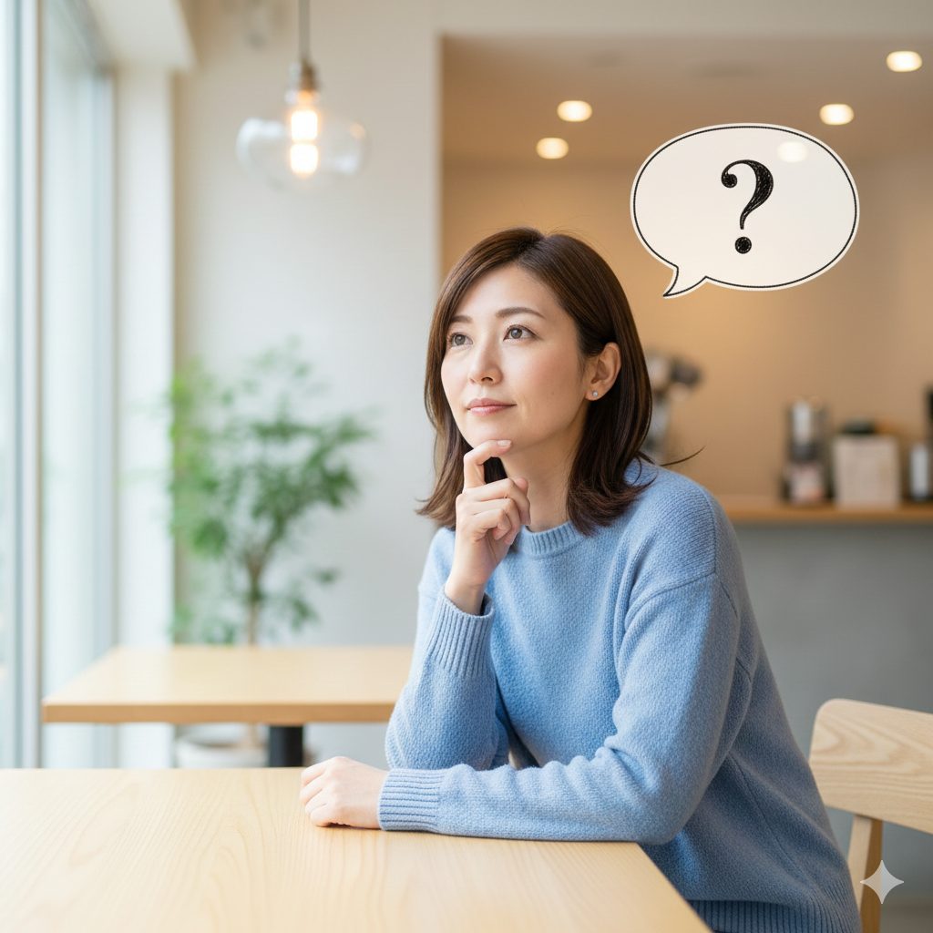 疑問を持つ表情の女性