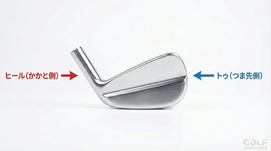 アイアンのバックフェースと鉛を貼る位置の図解