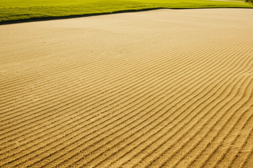 バンカー内の砂ならしの様子