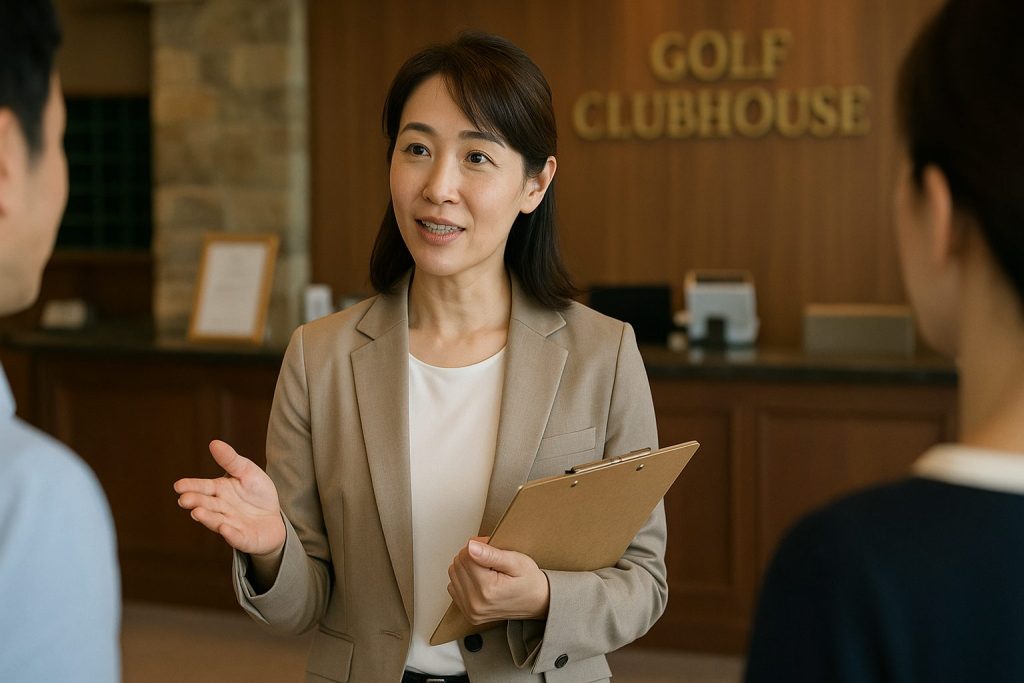 コンペ幹事としてルール説明をする女性