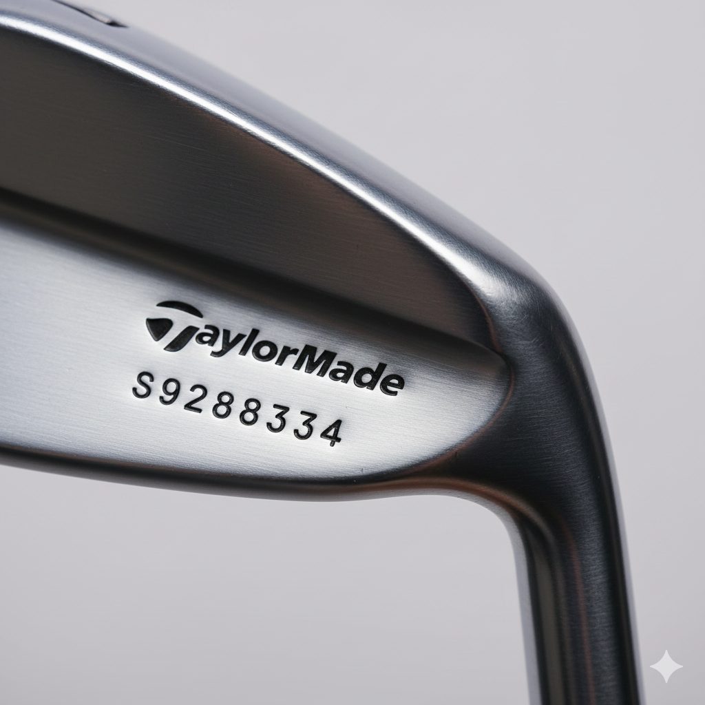 テーラーメイド ステルスアイアンのロゴと刻印のクローズアップ