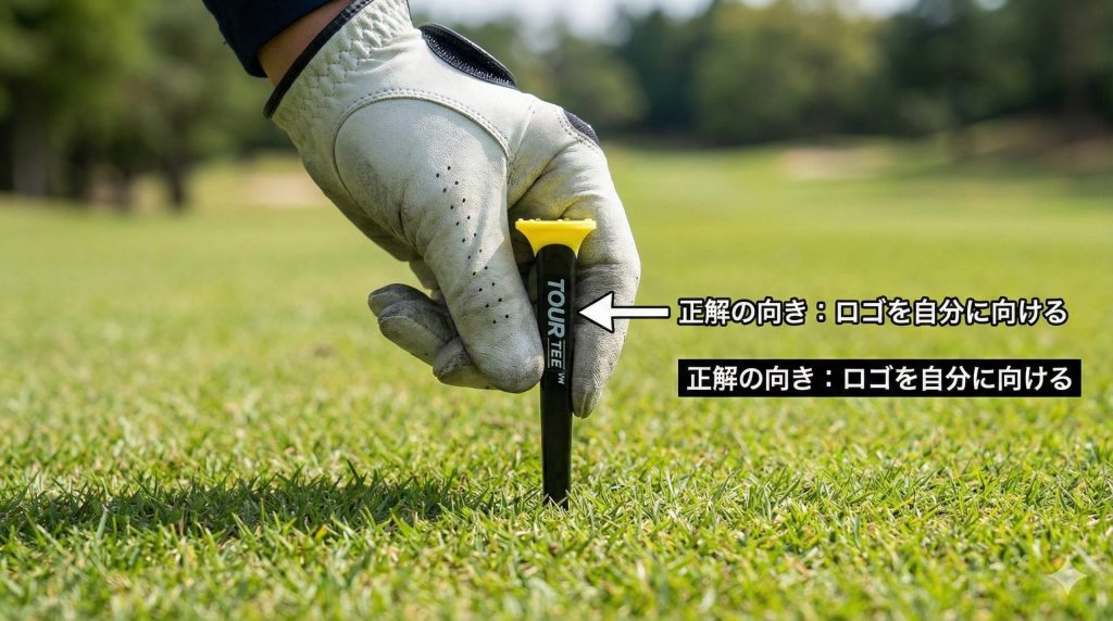 ツアーティーのロゴを自分に向けてセットする正しい向き