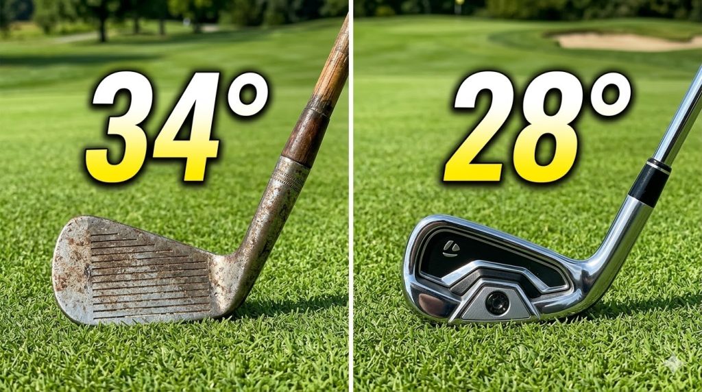 古い34度のアイアンと最新の28度飛び系アイアンの比較