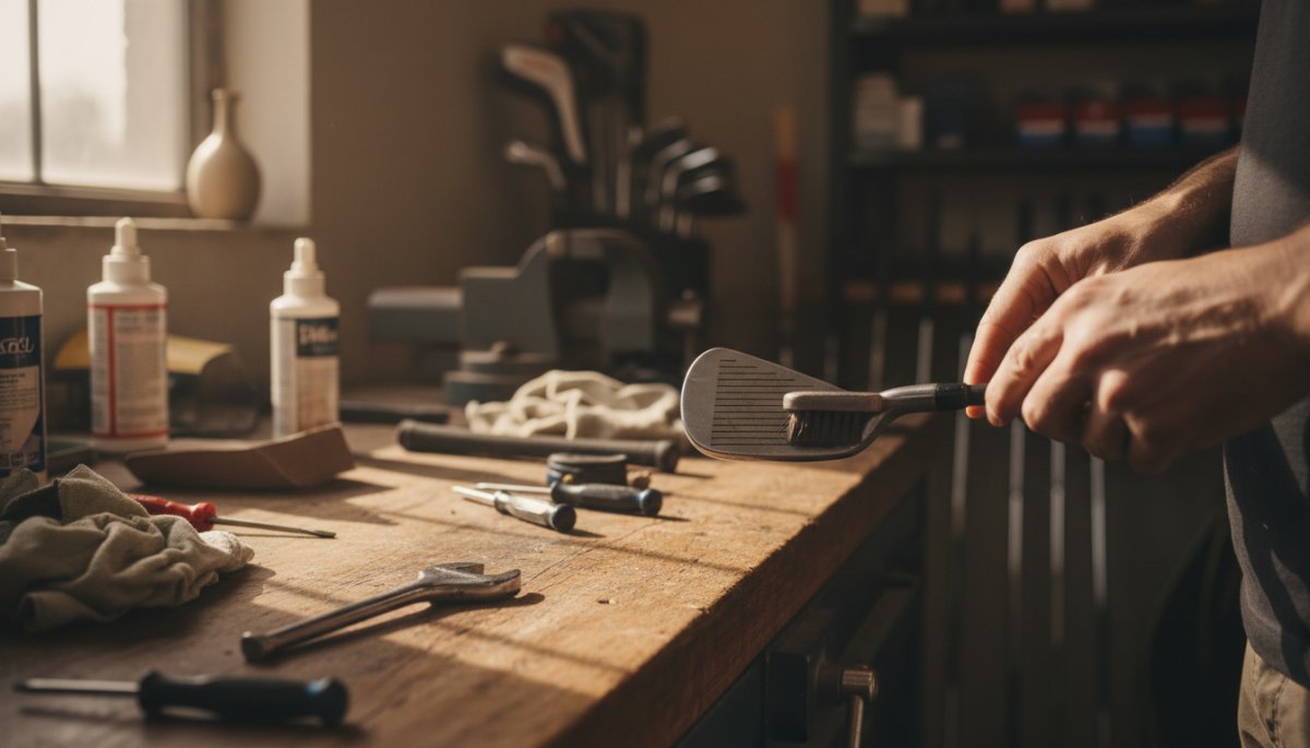 ゴルフクラブのメンテナンス風景