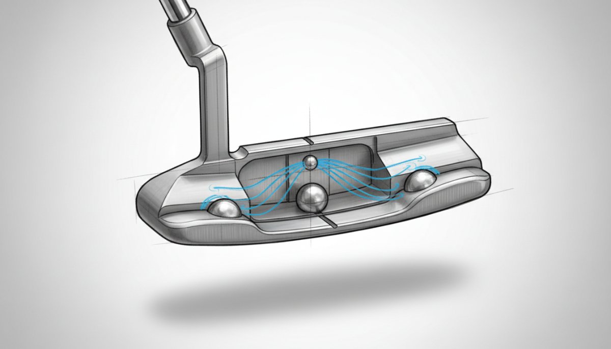 L.A.B. Golfパターのライ角バランス技術を示す構造図