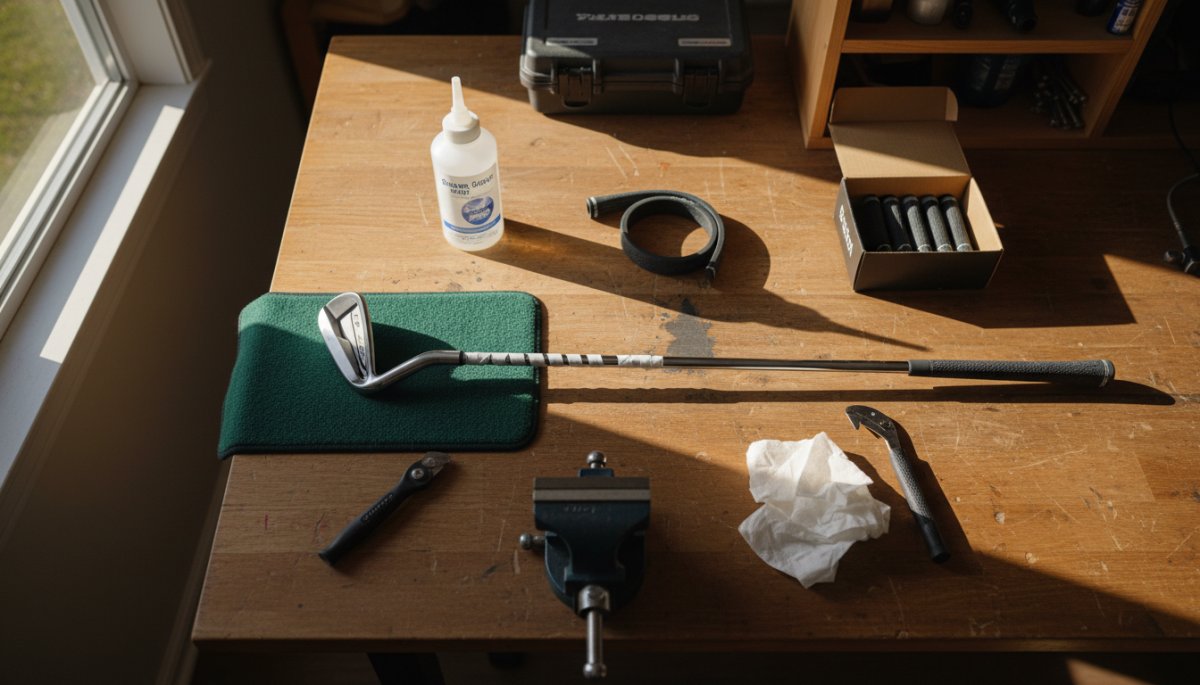 自宅でのゴルフグリップ交換作業