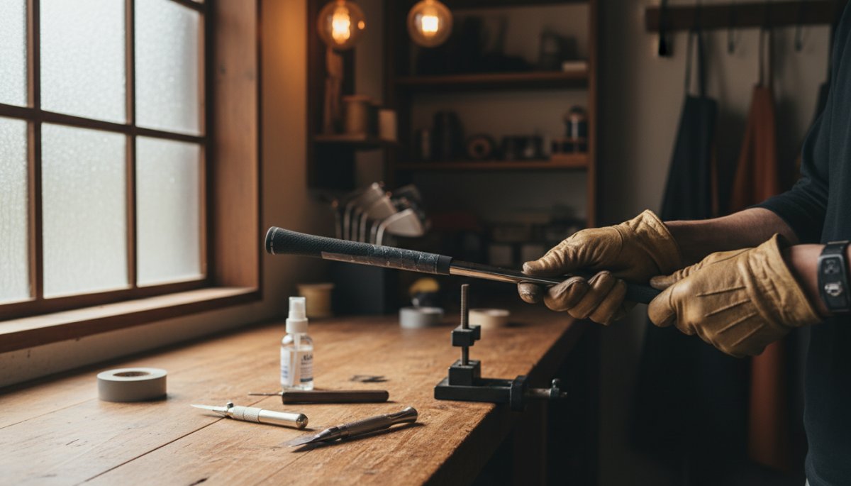 グリップ交換作業プロセス