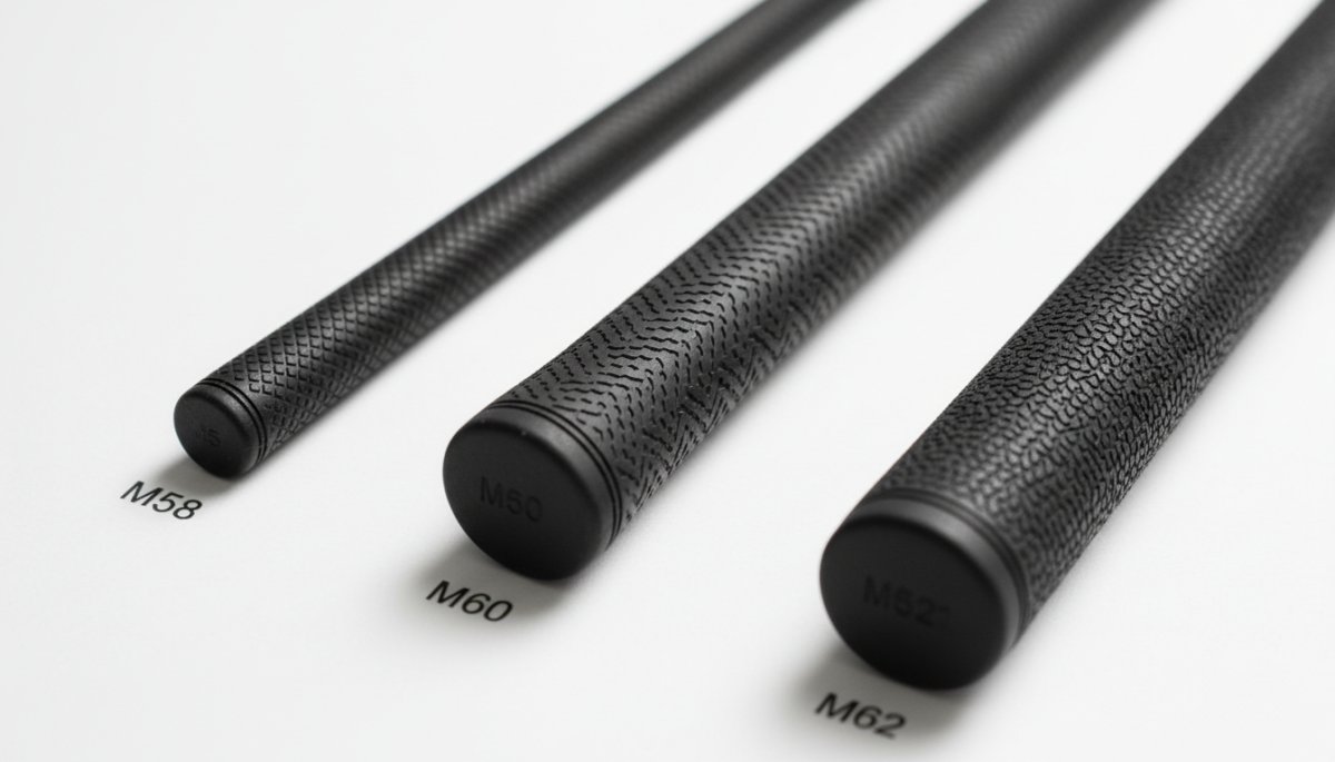 様々な太さのゴルフグリップの比較イメージ