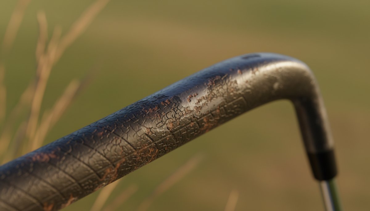 ゴルフグリップの劣化サインを示す詳細画像