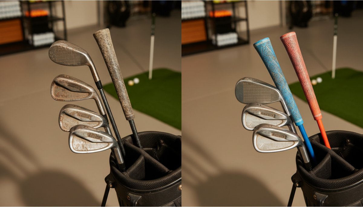 ゴルフクラブのグリップ交換前後の比較