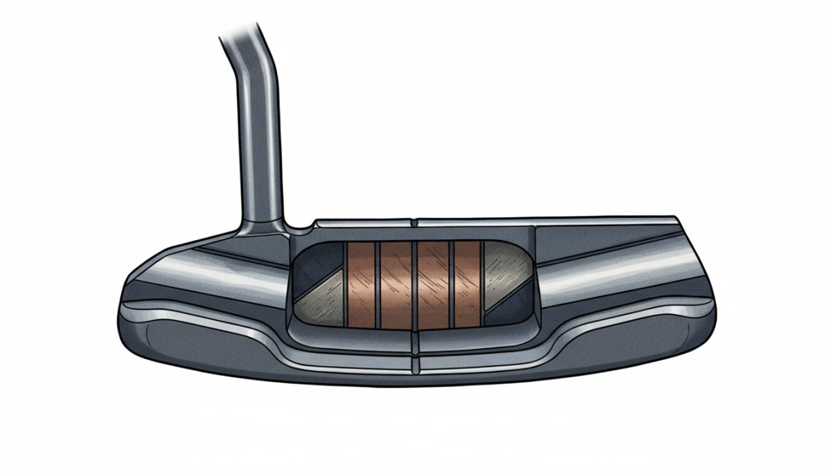 L.A.B. GOLFパターのゼロトルクバランス技術を示す構造図