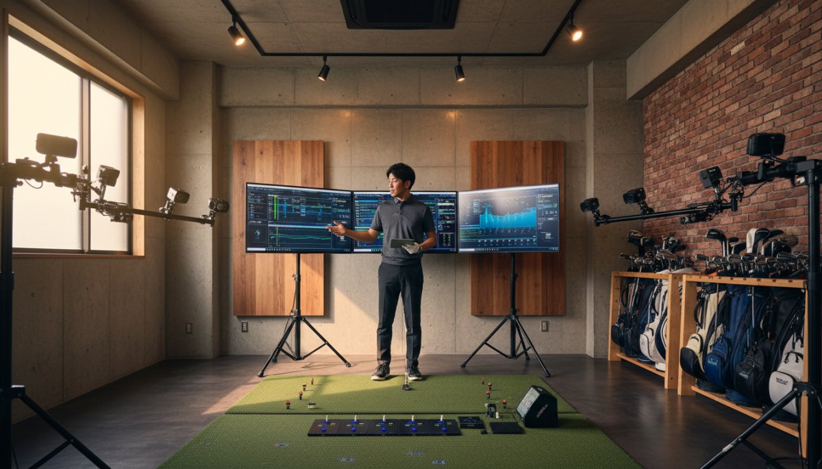 パターフィッティング専門店の測定器を使用する様子