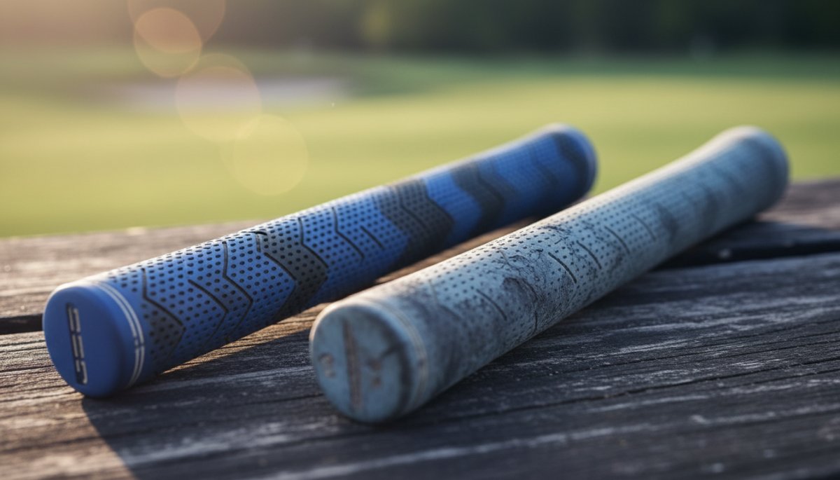 新品と劣化したゴルフグリップの比較