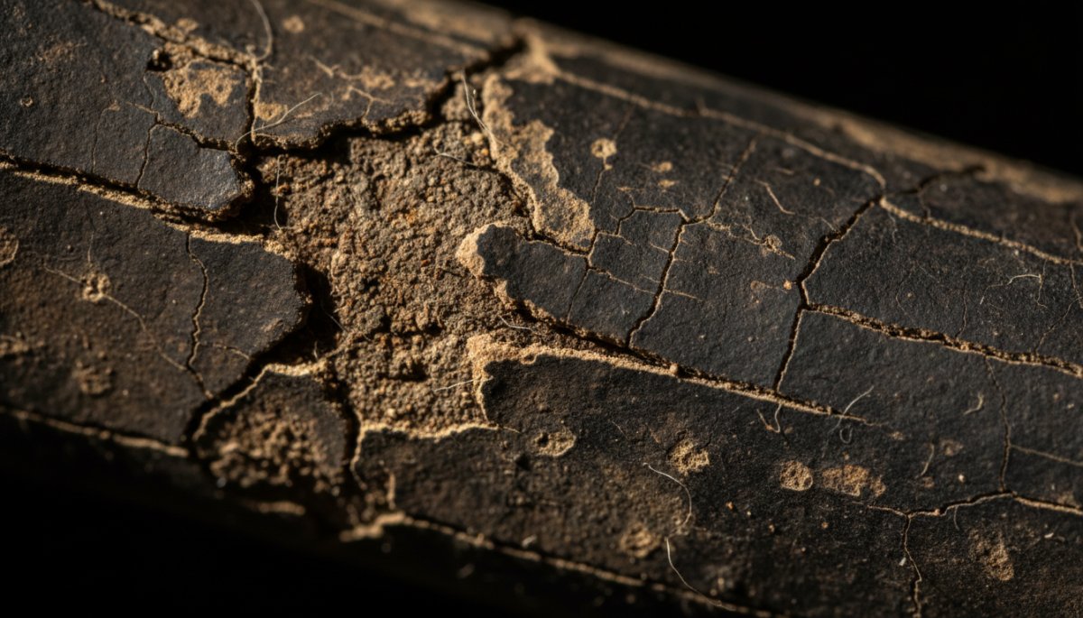 劣化したゴルフグリップの症状を示すクローズアップ