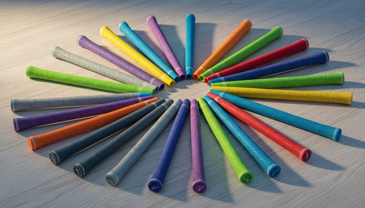 カラフルなゴルフグリップのデザインバリエーション