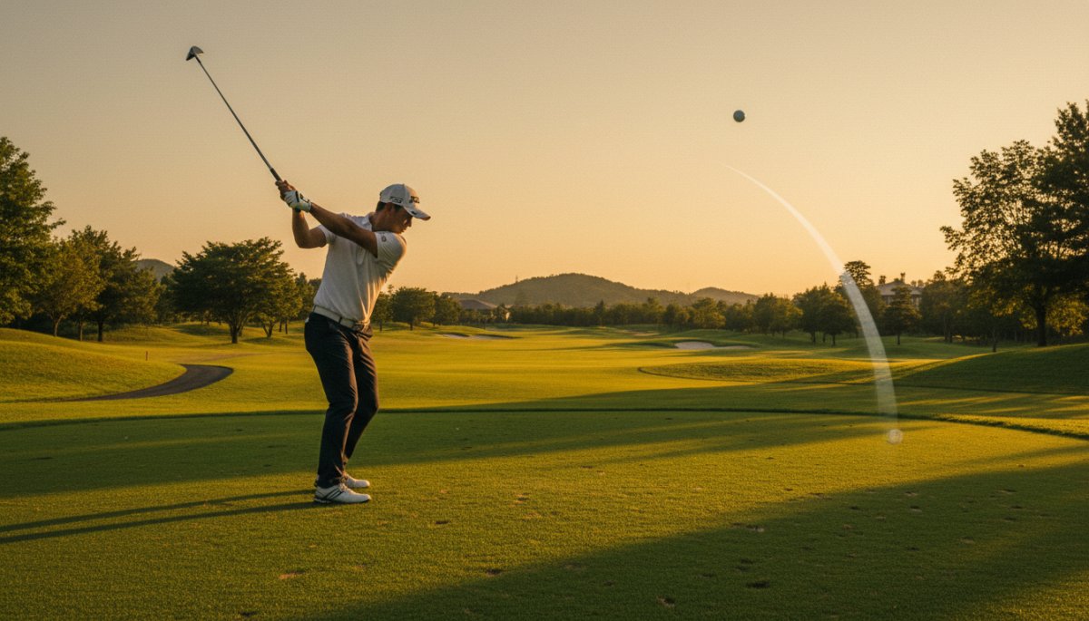 ゴルフスイングでの棒立ちによるミスショットの軌道