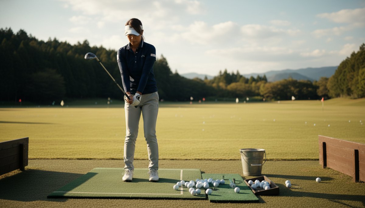 ゴルフ練習場でのアドレス練習メニュー