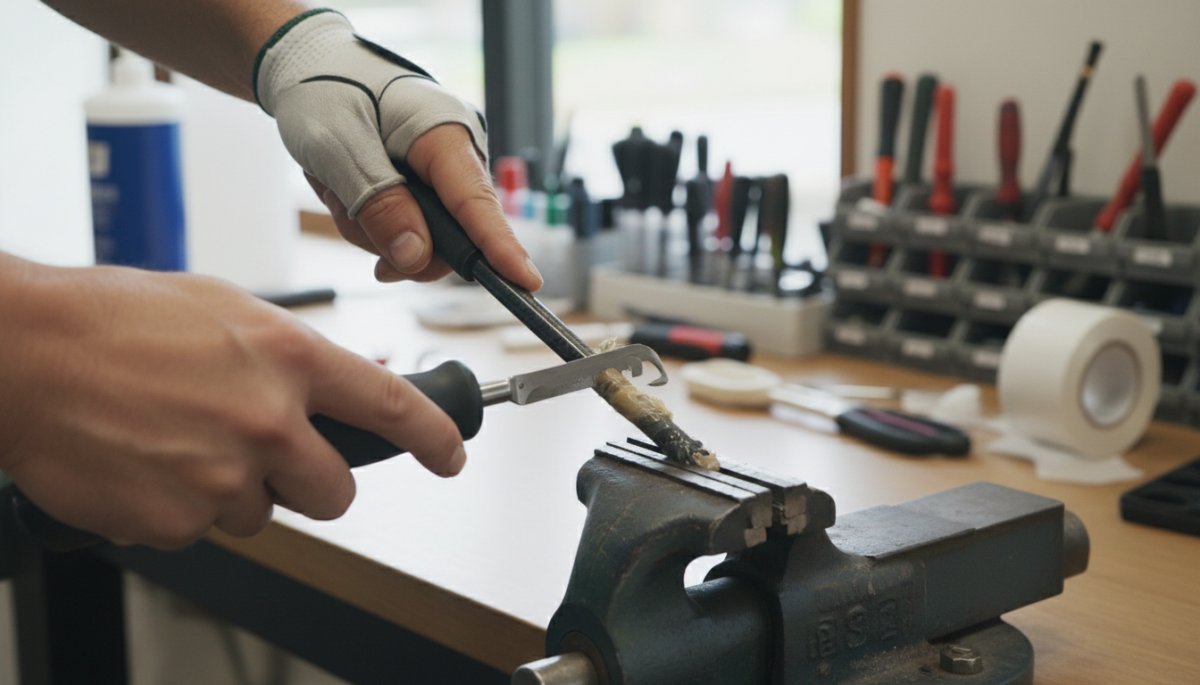 グリップ交換の注意点を示すイメージ