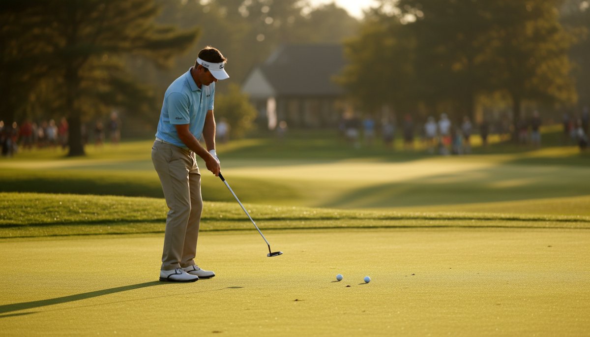 プロゴルファーがL.A.B. GOLFパターでパッティングする様子