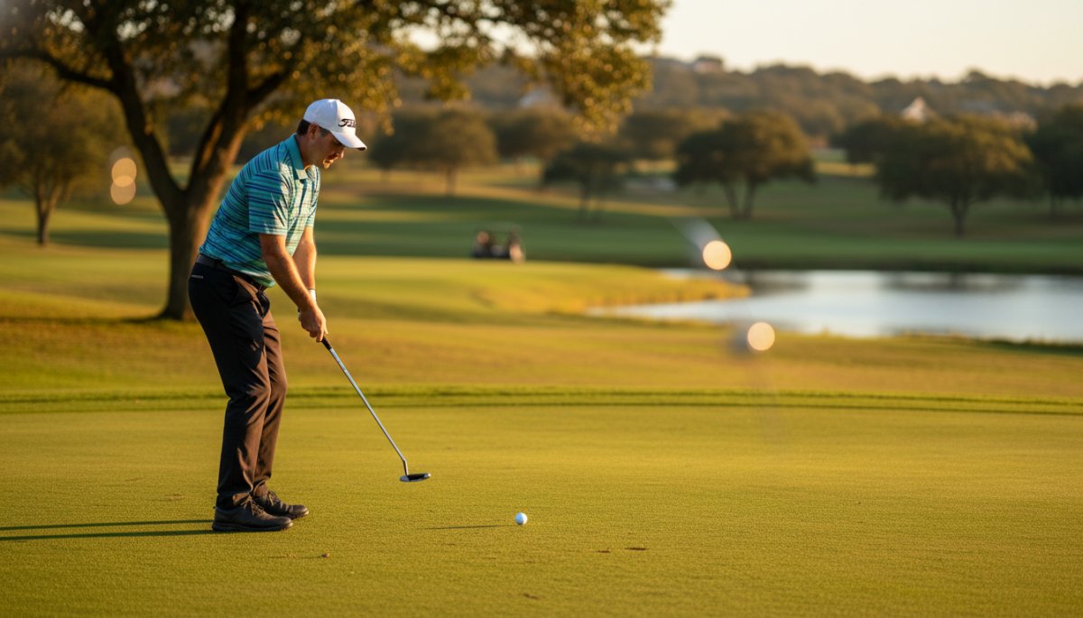 L.A.B. Golfパターで自信を持ってパッティングするゴルファー