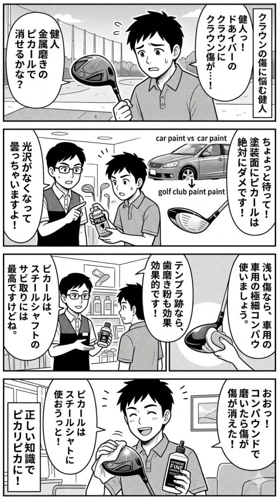 ドライバーのクラウン傷をピカールで消す前に知るべき注意点と正しい補修手順