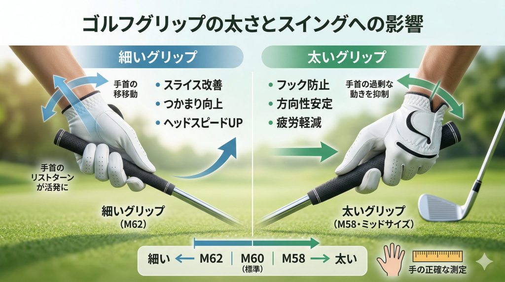 ゴルフグリップの太さが与える影響とは