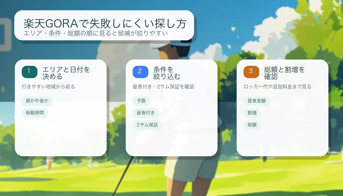 楽天GORAで失敗しにくい探し方を3ステップで整理した画像