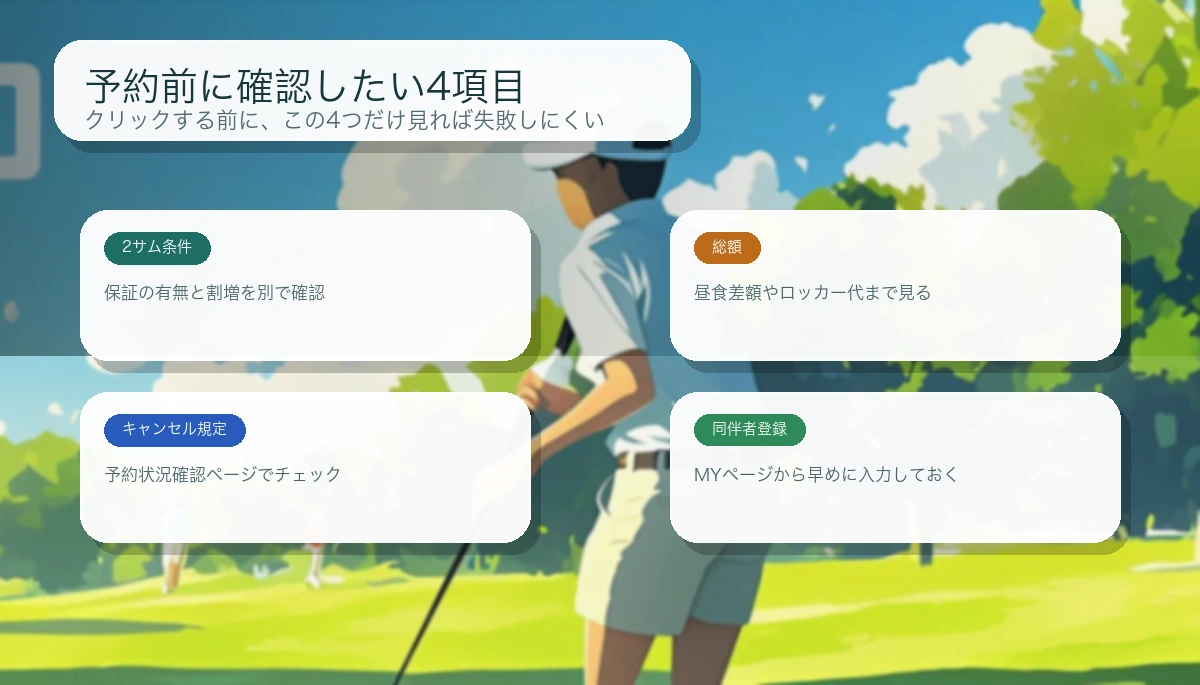 楽天GORAの予約前に確認したい4項目を整理した画像